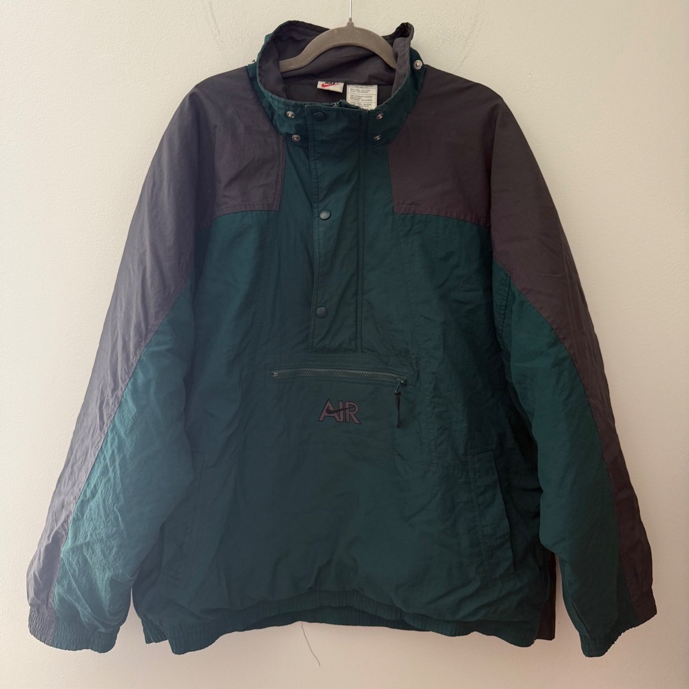 Vintage Nike Air Anorak Jacket Mens XL Green Grey Colorblock 90s Quilted Padded